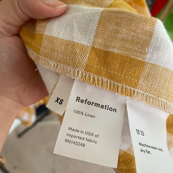 Reformation Beverly Dress Yellow Gingham Wrap Dress - Picture 6 of 6